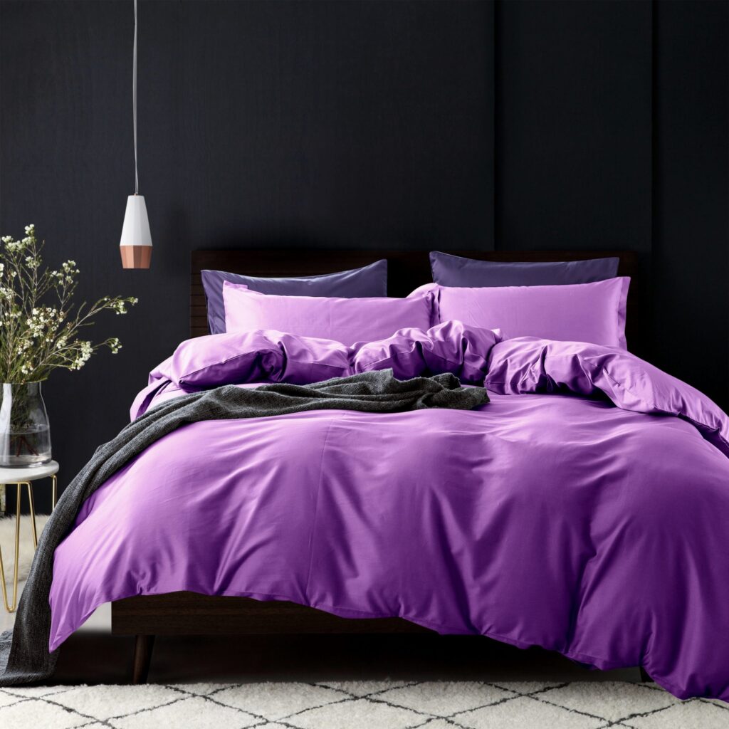 Solid Color Duvet Cover and Fitted Sheet Set 400 Thread Count Cotton