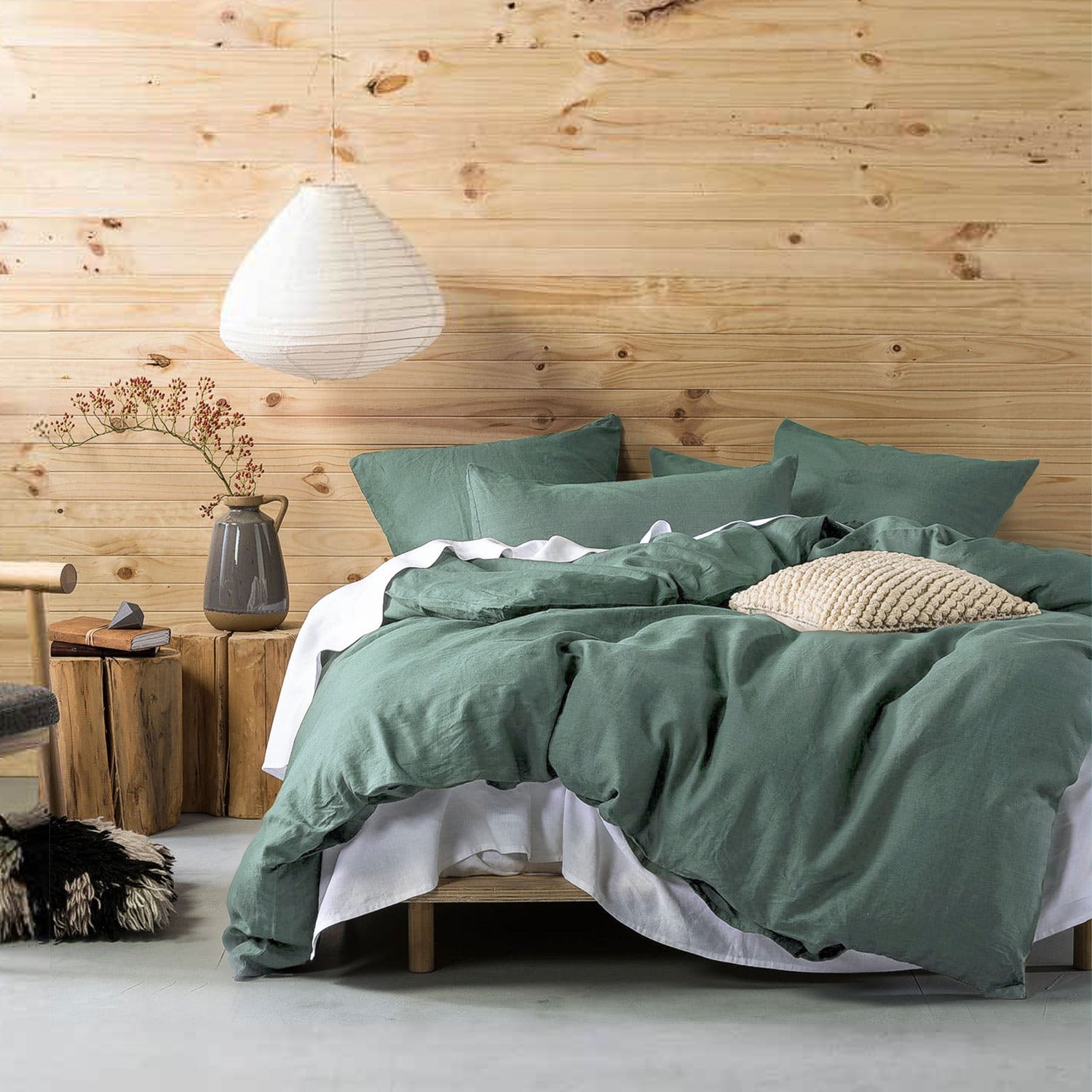 Stonewashed Cotton Casual Duvet Cover Set Relaxed Modern Style Bedding