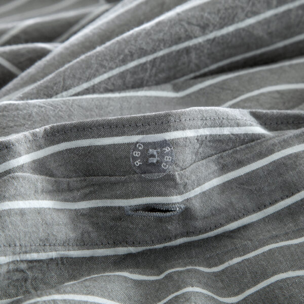 Stonewashed Cotton Chambray Duvet Cover Medium Stripe - Charcoal Grey ...