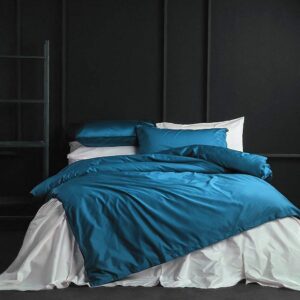 Solid Color Duvet Cover and Fitted Sheet Set 400 Thread Count Cotton Sateen – Turkish Tile